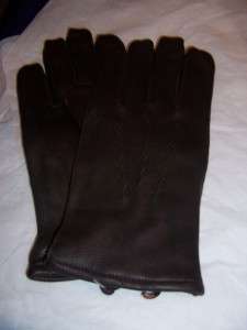 Mens,Brown Deerskin Genuine Leather Gloves,Med  