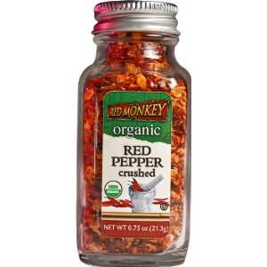 Red Monkey Organic Pepper, Red Crushed, 0.75 Ounce Bottles (Pack of 6)