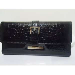  NINE WEST Wallet Crackle Black HANDBAG BAG: Beauty