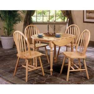   Silver Arrowback 5 Piece 40 Inch Round Dining Room Set in Natural Oak