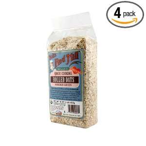 Bobs Red Mill Organic Oats Rolled Quick, 16 Ounce (Pack of 4)  