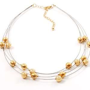  4 Strand Gold Bead Fashion Necklace: Jewelry