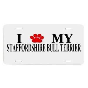  Staffordshire Paw Love My Dog Vanity Auto License Plate 