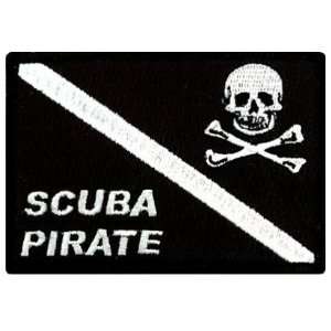  Scuba Pirate Patch Embroidered Iron On Diving Jolly Roger 