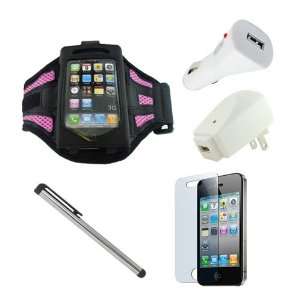  Pink Mesh Sport Armband + Screen Protector + Silver Stylus 