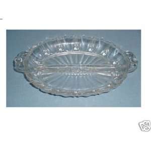 Oyster & Pearl Depression Glass Divided Relish Dish