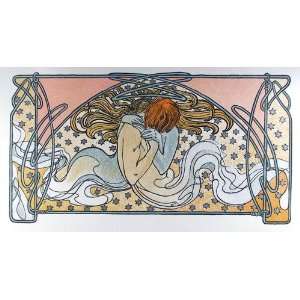  Alphonse Mucha, Kissing Mermaids, Estate Lithograph Poster 