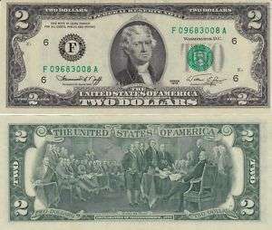 Paper Money $ 2 Dollars 1976 Atlanta Georgia.  