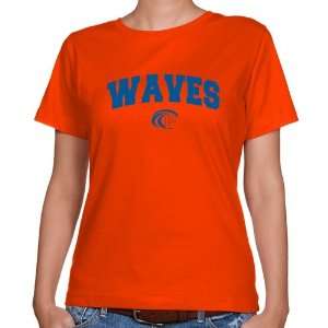   Pepperdine Waves Ladies Orange Logo Arch Classic Fit T shirt: Sports