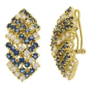   : 18k over Sterling Silver Blue and White CZ Stone Earrings: Jewelry
