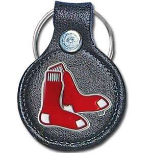 Boston Red Sox Small Leather/Pewter Key Ring   MLB Baseball Fan Shop 