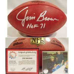   Jim Brown Signed Wilson NFL Duke Football w/HOF71: Sports & Outdoors