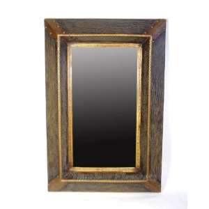  Rectangular Wood Leather Wall Mirror Decor Accent: Home 