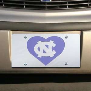  NCAA North Carolina Tar Heels (UNC) Silver Mirrored Heart 