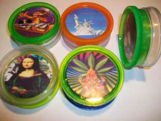 HERB GRINDER 2 PIECE 2.25 DESIGNS OF POT AND WEED  