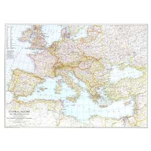   Central Europe and the Mediterranean Map, Laminated