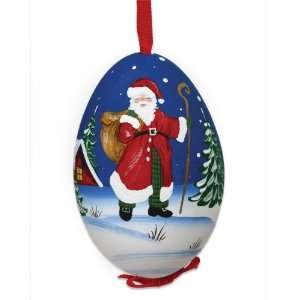  Christmas Santa Hand Painted & Signed Turkey Egg Ornament 