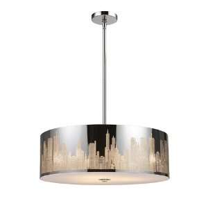   Skyline 5 Light Pendant In Polished Stainless Steel