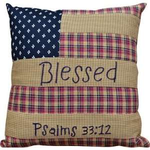 Pillow   Blessed Patriotic Patch   Americana Country Rustic Primitive 