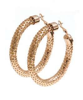 Gold (Gold) Mesh Chain Hoop Earrings  242384893  New Look