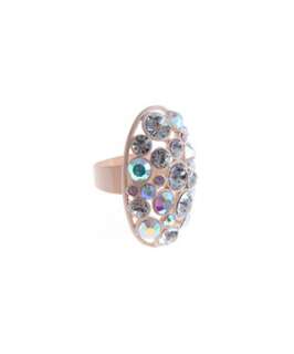 Pink (Pink) Oversized Diamante Studded Oval Ring  241230970  New 