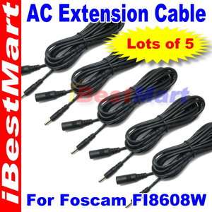5x 3 Meters Extension Cable Cord for Foscam H264 FI8608W Camera Power 