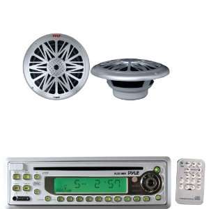  Speaker Package   PLCD10MR AM/FM MPX In Dash Marine CD/ Player w 