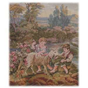  Sweet Children By The Lake 20X20 Italian Tapestry