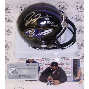 Ray Lewis Autographed Baltimore Ravens Mini Football Helmet with SB 
