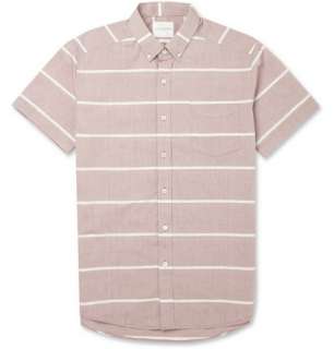 Saturdays Surf NYC Esquina Horizon Striped Short Sleeved Cotton Shirt 