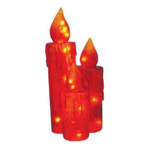 Set of 3) Illuminated   Frosted Candle Trio Christmas Decoration 