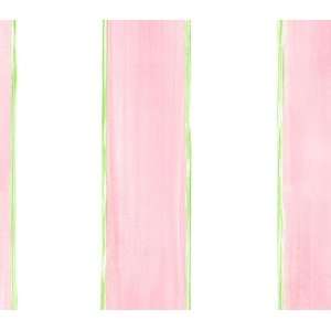  Pink and Green Watercolor Stripe Wallpaper: Kitchen 