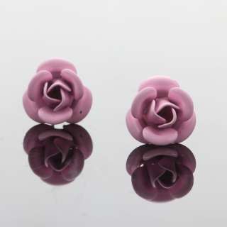 Fashion Charm Pink Rose Stainless Steel Earrings Ear Stud ED305 PI