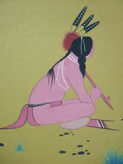 Woody Big Bow Signed Painting Of Indian Native American  