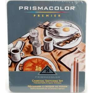  Prisma Charcoal Sketching 24 Ct Tin Set Arts, Crafts 