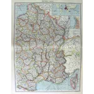    HARMSWORTH MAP 1906 FRANCE MASEILLES CORSICA PARIS