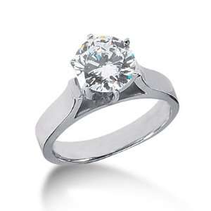   Engagement Ring Round Prong Solitaire 14k White Gold: DALES: Jewelry