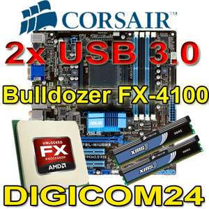 Bundle AMD Bulldozer FX 4100 4x3,60GHz+8GB PC1600 Corsair+USB3.0/ ASUS 