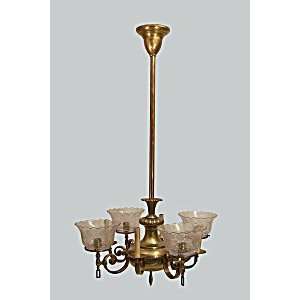  Late 1800s Gas & Candle Burning Chandelier