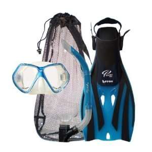 New Oceanic Ocean Pro Bat Mask, Oasis Snorkel, Heron Fins & Carry Bag 