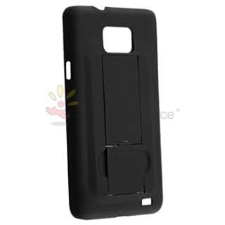 Black Rubber Case Cover+SP Film+Car Charger+Holder For Samsung Galaxy 