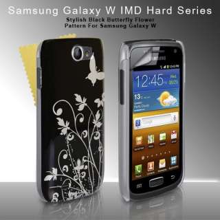 Neu Schwarz  Silber Blumen Schutzhülle / Tasche Für Samsung Galaxy W 