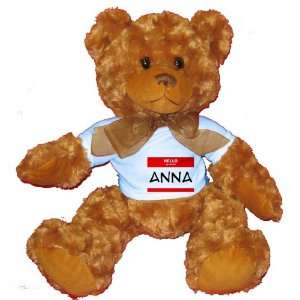 HELLO my name is ANNA Plush Teddy Bear with BLUE T Shirt 