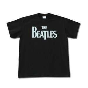  The Beatles Mens Black T Shirt with White Beatles Logo 