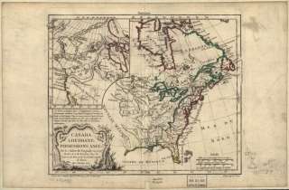 1762 Map of French possessions Canada & Louisiana  