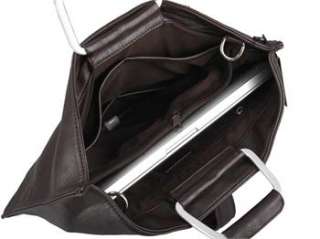 Fashion Mens PU Leather Shoulder Bag Tote Interior Slot Pocket Laptop 