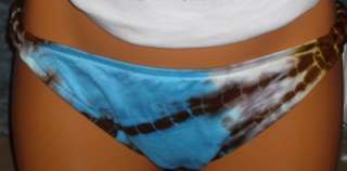 LUCKY BRAND Womens Turquoise/Teal Brown Tie Dye Braided Bikini Bottom 