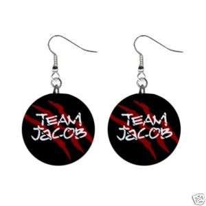 Twilight New Moon Team Jacob Button Earrings  