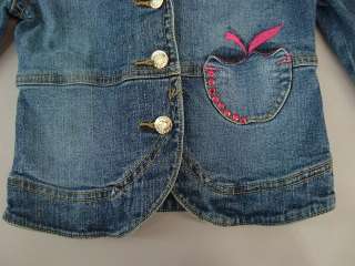 Girls Apple Bottoms Blue Denim Jacket Stretch Pink Rhinestones size S 