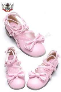 Sweet Lolita Dolly Tea Party Light Pink Mary Jane Flat Shoe+Diamond 
